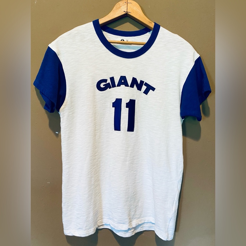 Rare American Giant Supima Cotton Letterman’s Varsity Style T-Shirt Tee 11 Blue